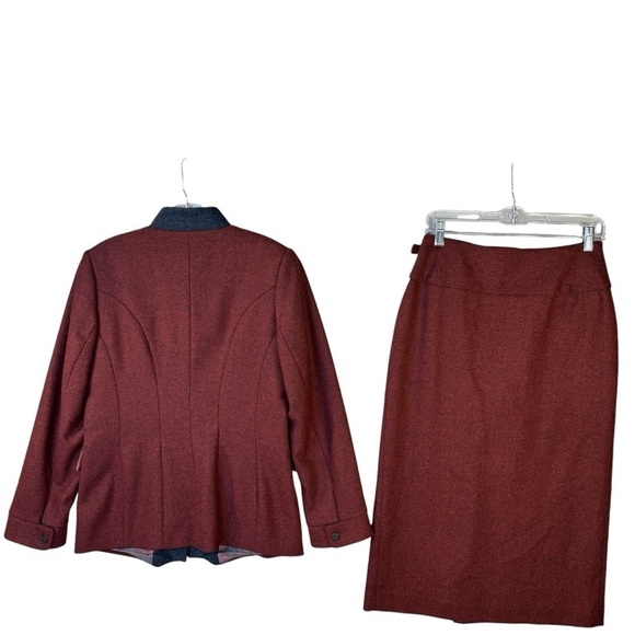 The Barn Classic Timeless Wool Jacket Skirt Set Brass Color Details Womens 36 - Picture 2 of 16